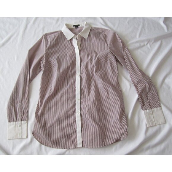 Women's Anne Taylor Button Stripes Long Sleeve Shirt Sz 8 (WB446) - Picture 2 of 8